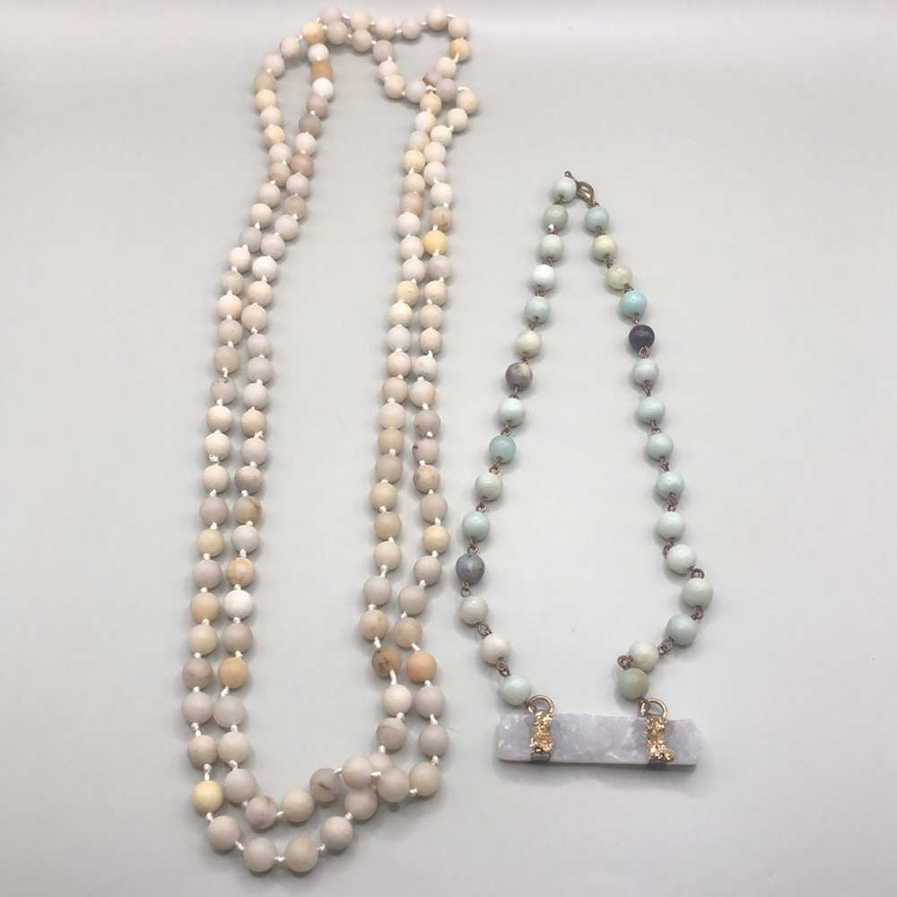 Curated Bundle Stone Gemstone Beaded Layered Fest… - image 2